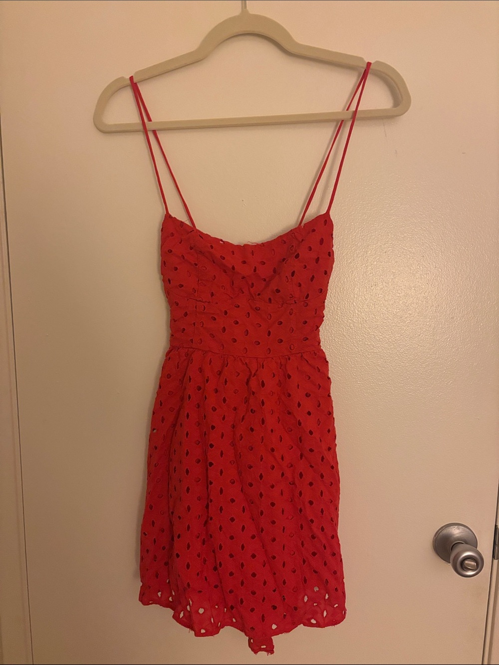 Show Me Your Mumu Red Spaghetti-Strap Eyelet Dress